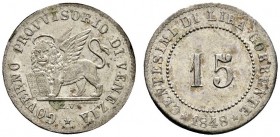 Ausländische Münzen und Medaillen 
 Italien-Venedig 
 Provisorische Regierung 1848-1849 
 15 Centesimi 1848 -Venedig-. Pagani 183, Jl. 270, Her. 12...