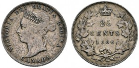 Ausländische Münzen und Medaillen 
 Kanada 
 25 Cents 1886. KM 5.
 feine Patina, sehr schön-vorzüglich