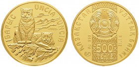 Ausländische Münzen und Medaillen 
 Kasachstan 
 500 Tenge 2009. Zwei Schneeleoparden an Berghang. 1 Unze Feingold. Auflage: 1.500 Exemplare
 im Or...