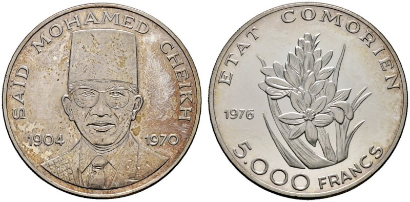 Ausländische Münzen und Medaillen 
 Komoren 
 5.000 Francs 1976. Said Mohamed ...
