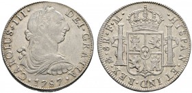Ausländische Münzen und Medaillen 
 Mexico 
 unter spanischer Herrschaft 
 8 Reales 1787 -Mexiko-Stadt-. KM 106.2a.
 winzige Überprägungsspuren, f...