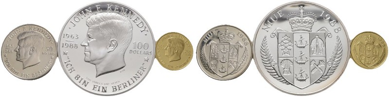 Ausländische Münzen und Medaillen 
 Niue 
 3-tlg. Set 1988. John F. Kennedy. B...