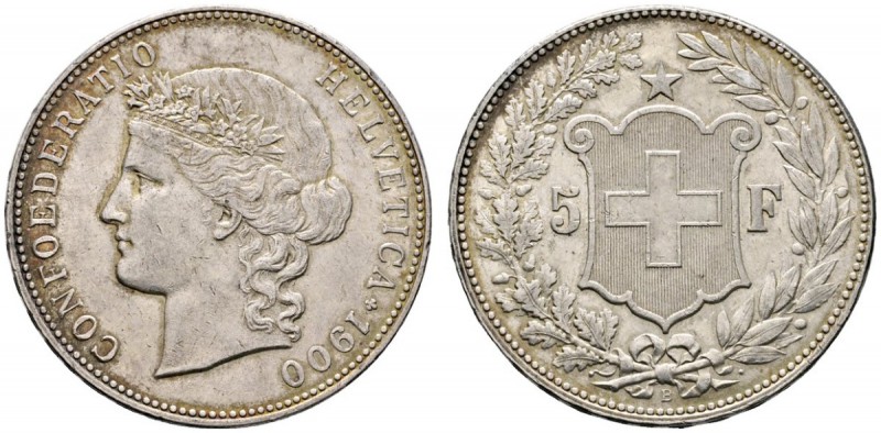 Ausländische Münzen und Medaillen 
 Schweiz-Eidgenossenschaft 
 5 Franken 1900...