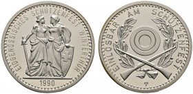 Ausländische Münzen und Medaillen 
 Schweiz-Eidgenossenschaft 
 Schützentaler (zu 50 Franken) 1990. Eidgenössisches Schützenfest zu Winterthur. HMZ ...