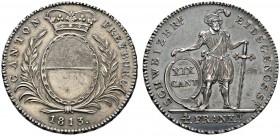 Ausländische Münzen und Medaillen 
 Schweiz-Freiburg 
 Neutaler zu 4 Franken 1813. DT 104, HMZ 2-283a, Dav. 363.
 feine Patina, leichter Schrötling...