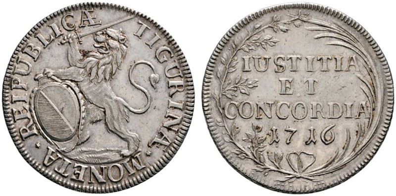 Ausländische Münzen und Medaillen 
 Schweiz-Zürich, Stadt 
 Taler 1716. Löwe m...