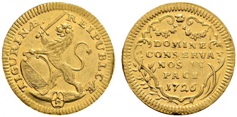 Ausländische Münzen und Medaillen 
 Schweiz-Zürich, Stadt 
 1/2 Dukat 1726. Lö...