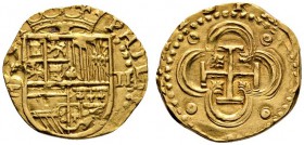 Ausländische Münzen und Medaillen 
 Spanien 
 Philipp II. 1556-1598 
 2 Escudos o.J. -Sevilla-. Gekröntes Wappen / Kreuz im Vierpaß, in den Winkeln...
