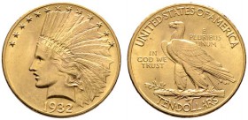 Ausländische Münzen und Medaillen 
 USA 
 10 Dollars 1932 -Philadelphia-. Indian Head. KM 130, Fr. 166. 16,76 g
 gutes vorzüglich