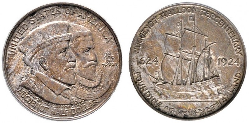 Ausländische Münzen und Medaillen 
 USA 
 Gedenk-1/2 Dollar 1924. Huguenot-Wal...