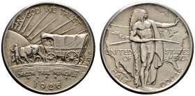 Ausländische Münzen und Medaillen 
 USA 
 Gedenk-1/2 Dollar 1926 -Philadelphia-. Oregon Trail Memorial. KM 159.
 vorzüglich-prägefrisch