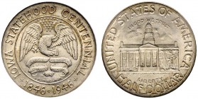 Ausländische Münzen und Medaillen 
 USA 
 Gedenk-1/2 Dollar 1946. Iowa Stetehood Centennial. KM 197. In US-Plastikholder der ANACS (slapped) mit der...