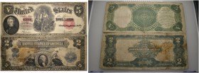 Ausländische Münzen und Medaillen 
 USA 
 Lot (2 Stücke): Banknoten zu 2 Dollars 1899 (Silver Certificate) mit Porträt George Washington sowie 5 Dol...