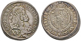 Römisch-Deutsches Reich 
 Haus Habsburg 
 Leopold I. 1657-1705 
 15 Kreuzer 1678 -Graz-. Her. 947. Höllhuber 78.1.2/1.4
 seltene Variante, feine P...