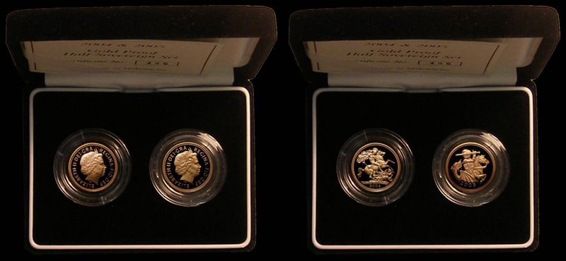 Half Sovereigns a 2-coin set 2004 S.SB4 Proof and 2005 S.SB6 Proof FDC in the Ro...