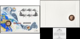 Numismatic First Day Cover Millennium comprising Five Pound Crown 1999 Gold Proof FDC and 4x64 pence stamps the cover with two postmarks 31st December...