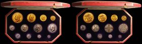 Proof Set 1911 Gold Five Pounds, Gold Two Pounds, Sovereign ,Half Sovereign, and Halfcrown to Maundy Set, the Five Pounds EF/UNC with some hairlines a...