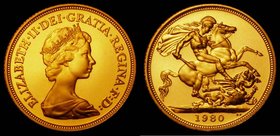 Sovereign 1980 Proof S.SC1 nFDC to FDC retaining practically full mint brilliance, in the Green Royal Mint case of issue with certificate