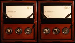 The 2018 United Kingdom 3-coin set Sovereign Collection, 65th Anniversary of the Coronation, comprising Sovereign, Half Sovereign and Quarter Sovereig...