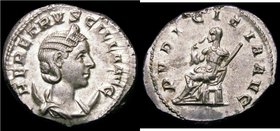 Roman Antoninianus Herennia Etruscilla, Antioch Mint, 250-251AD, Obverse: Bust right with hair in ridged waves, Reverse: PVDICITIA AVG Pudicitia seate...