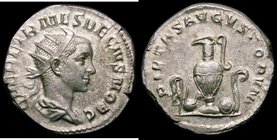 Roman Antoninianus Herennia Etruscus. Rome Mint 250-251AD. Reverse: PIETAS AUGVSTORVM Sprinkler, Simpulum, Jug, Patera and Lituus RIC143 Lustrous and ...