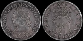 Crown 1658 8 over 7 ESC 10, Bull 240, the die flaw at an early stage, the drapery shows it's full frosting in a PCGS holder and graded AU58, appears c...