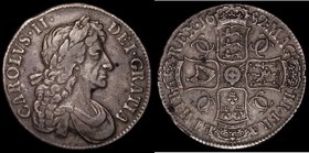 Crown 1682 2 over 1 TRICESIMO QVARTO with QVARTO over TERTIO on edge ESC 65B, Bull 418 Near VF, the obverse with two small tone spots, a rare date wit...
