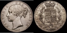 Crown 1847 Young Head ESC 286, Bull 2567 VF the reverse very near so, with some contact marks and a small spot on the obverse, struck very slightly of...