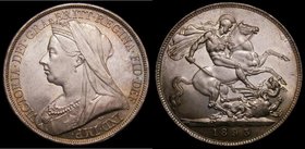 Crown 1893 Davies dies 1A. LVI edge with wide spaced 3 in date choice Unc peripheral gold tone over subdued brilliance graded 80 by CGS and in their h...