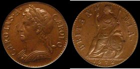 Farthing 1672 Peck 519 UNC or near so, with an excellent example of the Charles II portrait. Attractively toned and well struck and with faint traces ...