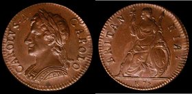 Farthing 1675 Peck 528 UNC with chocolate toning, in an LCGS holder and graded LCGS 82, the finest known of 5 examples thus far recorded by the LCGS P...