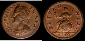 Farthing 1750 Peck 890 UNC attractively toned with traces of lustre, in an LCGS holder and graded LCGS 82, very hard to obtain early coppers in these ...