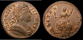 Farthing 1773 Obverse 2, Large 77 in date, LCGS Variety 08, UNC with traces of lustre, in an LCGS holder and graded LCGS 80, a most attractive example...