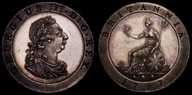 Farthing 1797 Pattern Restrike in Silver Peck 1200 R72 Obverse: Three Berries, the lowest of which has no stalk, two wreath leaves project above the b...