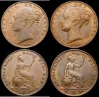Farthings (2) 1842 Open 2 in date, VF cleaned, Rare, unlisted by Peck, 1845 Peck 1566 NEF with some spots and contact marks