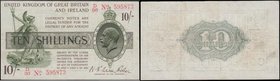 Ten Shillings&nbsp;Fisher&nbsp;T26&nbsp;First issue Red Dash in No. issue 1919 FIRST series prefix D36 595873. presentable VF or slightly better and a...