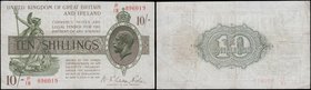 Ten Shillings&nbsp;Fisher&nbsp;T30&nbsp;Second Issue Red Serial No. omitted issue 1922 serial number P18 896019. VF or slightly better and still relat...
