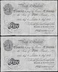 Five Pounds Catterns White notes B228 dated 8th August 1932 (2) a consecutively numbered pair serial numbers 243/J 10192 & 243/J 10193, London issues....