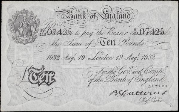 Ten Pounds Catterns World War II Operation Bernhard forgery White note similar t...