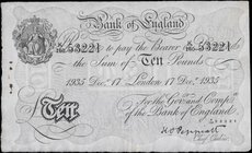 Ten Pounds&nbsp;Peppiatt&nbsp;White&nbsp;Note&nbsp;B242&nbsp;pre-war dated 17th December 1935 series K/160 53221 London branch and a genuine issue, GE...