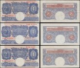 One Pounds Peppiatt World War II Emergency B249 Pink/Blue issues 1940 (3) serial numbers N38E 037235 VF, T96E 817446 GEF - about UNC and W59H 436711 a...