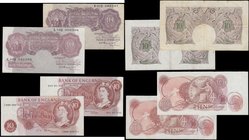 Ten Shillings (4) including a variety of cashiers and designs. Average VF, 1 in About UNC - UNC. Comprising the Peppiatt World War II Emergency B251 M...