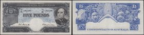 Australia Commonwealth Bank 5 Pounds Pick 31a ND 1954 - 1959 issue bearing signatures Coombs titled Governor, Commonwealth Bank of Australia and Wilso...