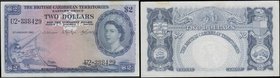 British Caribbean Territories Currency Board Eastern Group 2 Dollars Pick 8c dated 2nd January 1962 serial number U2-388429. An exquisite and very all...
