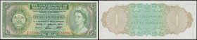 British Honduras Government 1 Dollar Pick 28c dated Belize 1st January 1973 serial number G/6 733867. The note in green on multicoloured underprint wi...