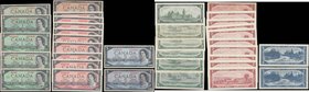 Canada Bank 1, 2 and 5 Dollars 1950-60's QE2 issues (17) in various high grades mostly about UNC to UNC includes a few VF examples. Comprising 1 Dolla...