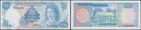 Cayman Islands Currency Board 50 Dollars Pick 10a Law of 1974 (1987) first series prefix serial number A/1 026960 signature Jefferson. The note in blu...