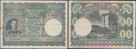 Ceylon Government 100 Rupees Pick 38 dated just nearer the end of World War II 24th June 1945 and serial number L/9 91320. A large sized note and Indi...