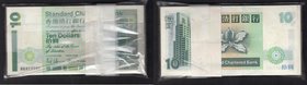 Hong Kong Standard Chartered Bank 10 Dollars Pick 284a dated 1st January 1993 (100) a consecutive set in an original bank wrapper serial numbers BG917...