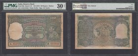 India Reserve bank 100 Rupees Pick 20n (Jhun 4.7.1F) ND (1937-1943) MADRAS issue and signature J.B. Taylor serial number A/49 415553. A large sized no...